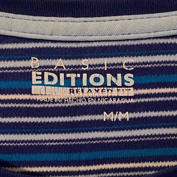 Basic Editions Relaxed Fit Blue & White Stripes Long Sleeve Top - Picture 4 of 4